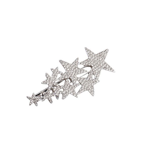 bling bling luxury shine rhinestone star hairclip headwear women charming hair, Golden;silver