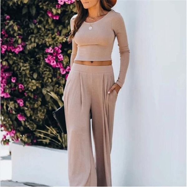 women's tracksuits women long-sleeved t-shirts + trousers suits solid color fashion exposed navel loose elastic wide-leg pants 2pcs out, Gray
women's tracksuits women long-sleeved t-shirts + trousers suits solid color fashion exposed navel loose elastic wide-leg pants 2pcs out, Gray