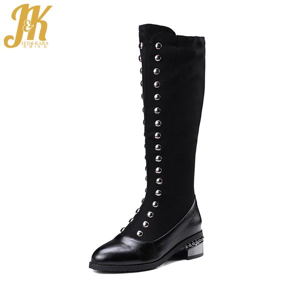 boots jk 2021 winter thick heels women knee high pointed toe rivet footwear plush ladies fashion shoes flock autumn, Black
boots jk 2021 winter thick heels women knee high pointed toe rivet footwear plush ladies fashion shoes flock autumn, Black