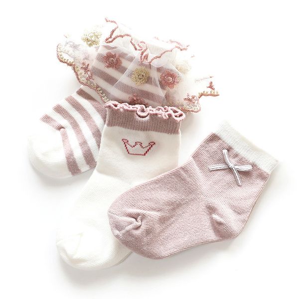 3 pairs / lot children girl socks lace socks infants spring summer flowers bow sock crown cotton, Pink;yellow
3 pairs / lot children girl socks lace socks infants spring summer flowers bow sock crown cotton, Pink;yellow