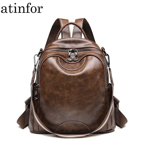 atinfor brand anti theft retro oil wax leather women small backpack purse casual shoulder bag for ladies
atinfor brand anti theft retro oil wax leather women small backpack purse casual shoulder bag for ladies
