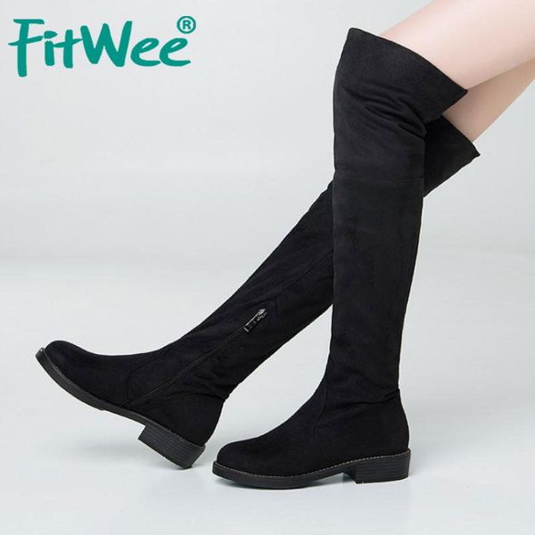 fitwee women stretch boots fashion winter shoes wome over knee boot warm fur office lady long boots flats footwear size 34-43, Black
fitwee women stretch boots fashion winter shoes wome over knee boot warm fur office lady long boots flats footwear size 34-43, Black