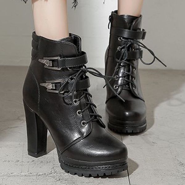 lace up botas mujer winter plush short motorcycle boots women platform shoes british chunky high heels riding boots 2020, Black
lace up botas mujer winter plush short motorcycle boots women platform shoes british chunky high heels riding boots 2020, Black