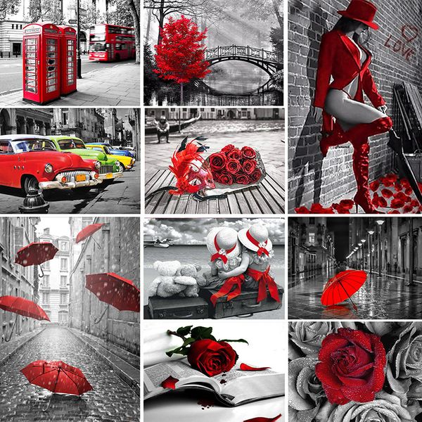 5d diy diamond painting full square red and black series home decoration embroidery handcraft art kits 
5d diy diamond painting full square red and black series home decoration embroidery handcraft art kits