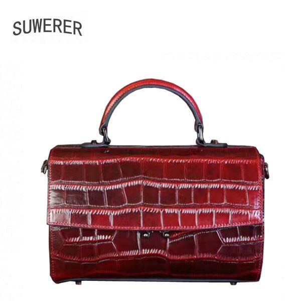 suwerer new women genuine leather bag luxury handbags women bags designer cowhide leather shoulder bag tote