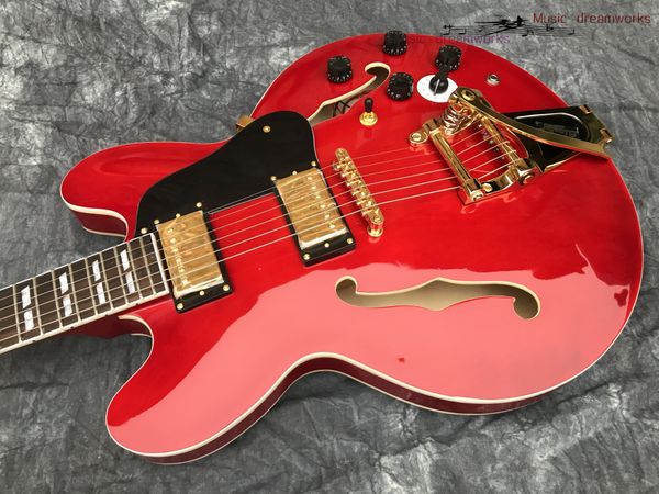 china electric guitar oem shop electric guitar hollow jazz guitar big jazz vibrato system. transparent red, multi-position switch
china electric guitar oem shop electric guitar hollow jazz guitar big jazz vibrato system. transparent red, multi-position switch