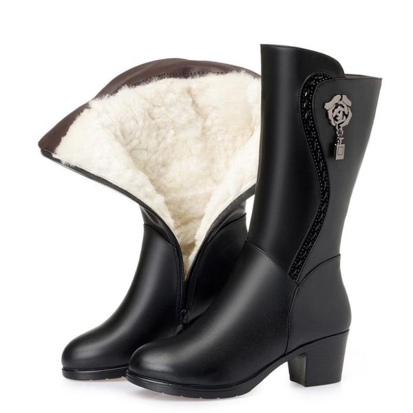 plus size 43 winter women wool leather boots high heels pointed toe mid calf zipper boots woman warm heel booties shoes, Black
plus size 43 winter women wool leather boots high heels pointed toe mid calf zipper boots woman warm heel booties shoes, Black
