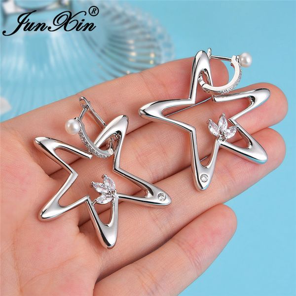 junxin cute starfish stud earrings white/rose gold color white crystal zircon big star earrings for women wedding jewelry, Golden;silver
junxin cute starfish stud earrings white/rose gold color white crystal zircon big star earrings for women wedding jewelry, Golden;silver