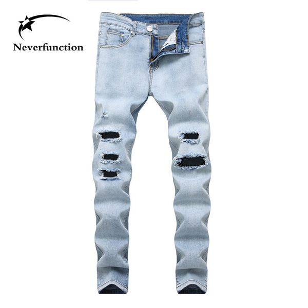 2020 men fashion holes skinny jeans pencil pants solid destruction streetwear hip hop stretch slim mens casual denim trousers, Blue
2020 men fashion holes skinny jeans pencil pants solid destruction streetwear hip hop stretch slim mens casual denim trousers, Blue