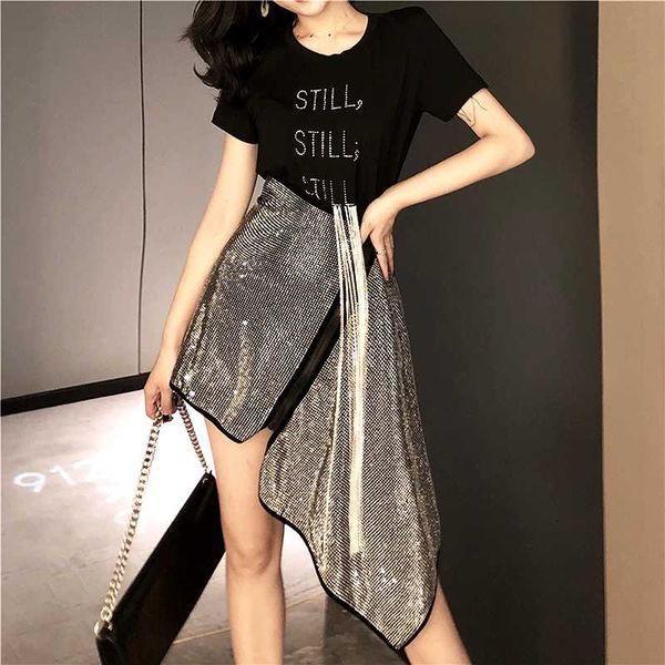 new summer two piece set women short sleeve tassels t shirt and sparkling sequins irregular skirt party women clothes sl503, Gray
new summer two piece set women short sleeve tassels t shirt and sparkling sequins irregular skirt party women clothes sl503, Gray