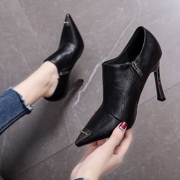 women's boots fashion net red pointed high heels women's 2020 autumn new wild fairy style metal toe stiletto deep mouth shoes, Black
women's boots fashion net red pointed high heels women's 2020 autumn new wild fairy style metal toe stiletto deep mouth shoes, Black