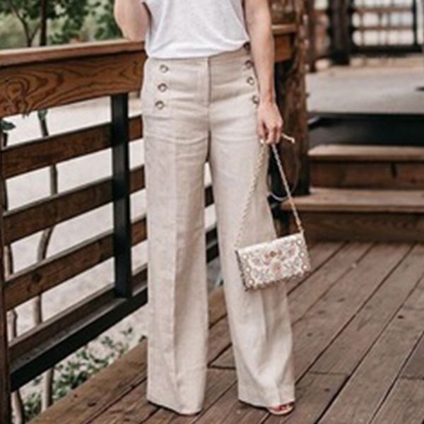 women's pants & capris 2021 autumn fashion wide leg women casual solid zipper cotton trousers ladies elegant work office long pantalons, Black;white
women's pants & capris 2021 autumn fashion wide leg women casual solid zipper cotton trousers ladies elegant work office long pantalons, Black;white