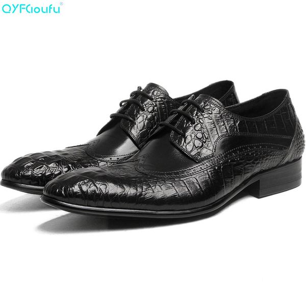 qyfcioufu england fashion patent leather men dress pointed toe crocodile pattern business male formal genuine leather shoes flat, Black
qyfcioufu england fashion patent leather men dress pointed toe crocodile pattern business male formal genuine leather shoes flat, Black