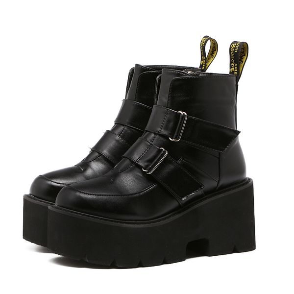 xibeilove new slope heel short boots round toe platform belt buckle zipper anti slip sole high heel women's boots, Black
xibeilove new slope heel short boots round toe platform belt buckle zipper anti slip sole high heel women's boots, Black