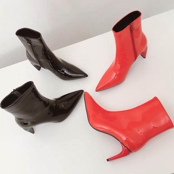 black patent leather ankle boots for women high heels female zipper winter shoes woman pointy short boot casual ladies footwear
black patent leather ankle boots for women high heels female zipper winter shoes woman pointy short boot casual ladies footwear
