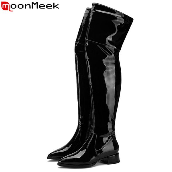 boots moonmeek 2021 over the knee pointed toe cow patent leather zip med heels classic autumn winter women, Black
boots moonmeek 2021 over the knee pointed toe cow patent leather zip med heels classic autumn winter women, Black
