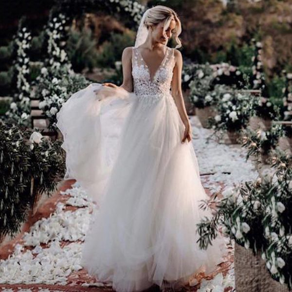 romantic puffy a line tulle wedding dress floral lace applique straps bridal gowns open back beach boho bride dresses floor length, White
romantic puffy a line tulle wedding dress floral lace applique straps bridal gowns open back beach boho bride dresses floor length, White