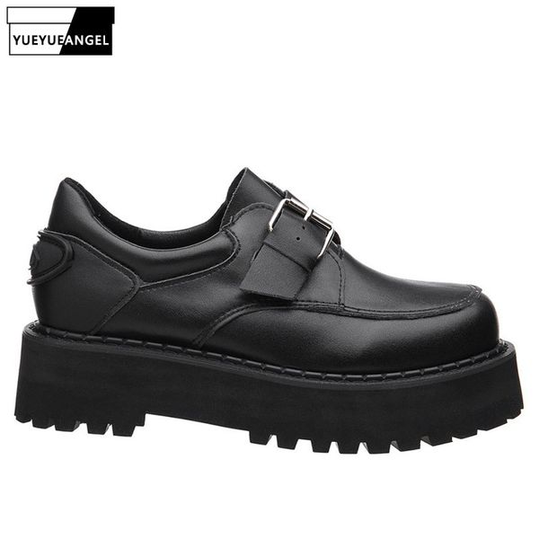 harajuku retro women leather thick platform shoes ladies punk buckle casual wedges pumps round toe slip on preppy style footwear, Black
harajuku retro women leather thick platform shoes ladies punk buckle casual wedges pumps round toe slip on preppy style footwear, Black