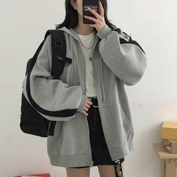women over size hooded coat long sleeve loose hoody size stripe female korea style drawstring tracksuit tolstovki t2g, Black
women over size hooded coat long sleeve loose hoody size stripe female korea style drawstring tracksuit tolstovki t2g, Black