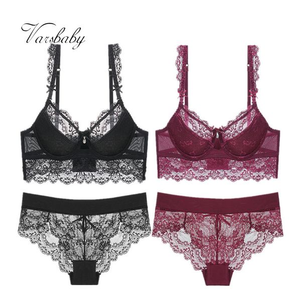 varsbaby lace lingerie women push up underwear plus size 2 bra sets/lot, Red;black
