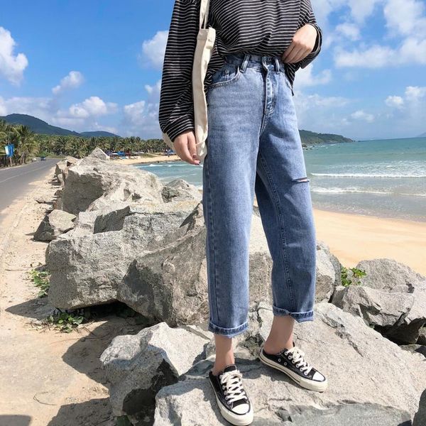 s-xl 2020 autumn and winter korean chic style women denim pants blue high waist ripped jeans women straight pants womens (z8575
s-xl 2020 autumn and winter korean chic style women denim pants blue high waist ripped jeans women straight pants womens (z8575