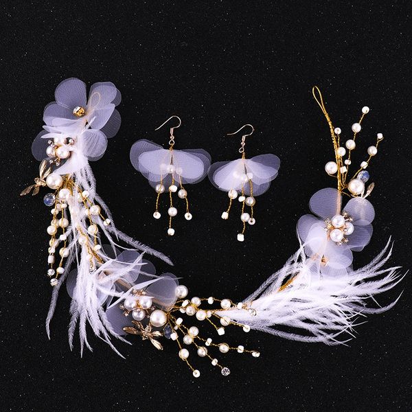 Bride pearl earrings set hand-woven feather head bride yarn flower alloy headdress hair band pearl hair band 8bpOW
Bride pearl earrings set hand-woven feather head bride yarn flower alloy headdress hair band pearl hair band 8bpOW