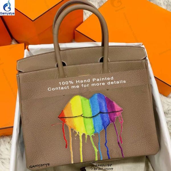 new hand painted rainbow lips rock graffiti handbags genuine leather handle bags women messenger bag luxury classic bags
new hand painted rainbow lips rock graffiti handbags genuine leather handle bags women messenger bag luxury classic bags