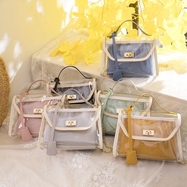 2020 summer women's fashion handbag shoulder messenger bag chain gel bag transparent handbag pvc square sling #50
2020 summer women's fashion handbag shoulder messenger bag chain gel bag transparent handbag pvc square sling #50
