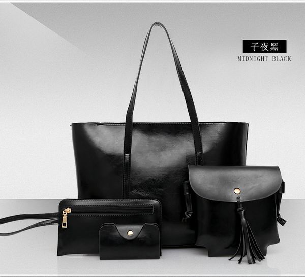 2020 new european and american fashion oil wax leather four-piece suit black ladies wild one-shoulder diagonal portable handbag
2020 new european and american fashion oil wax leather four-piece suit black ladies wild one-shoulder diagonal portable handbag