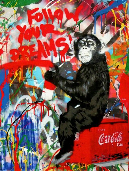 mr brainwash monkey follow your dream home decor handpainted &hd print oil painting on canvas wall art canvas pictures 200807
mr brainwash monkey follow your dream home decor handpainted &hd print oil painting on canvas wall art canvas pictures 200807