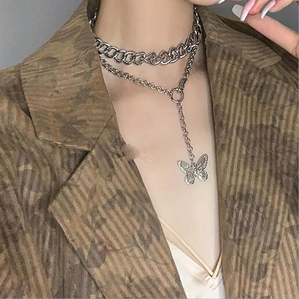 punk hip hop vintage double layer chain butterfly choker necklace women jewelry, Silver
punk hip hop vintage double layer chain butterfly choker necklace women jewelry, Silver