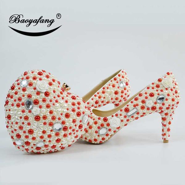baoyafang new arrival red and cream pearl wedding shoes with matching bags ladies fashion platform shoes high pumps and bags, Black
baoyafang new arrival red and cream pearl wedding shoes with matching bags ladies fashion platform shoes high pumps and bags, Black