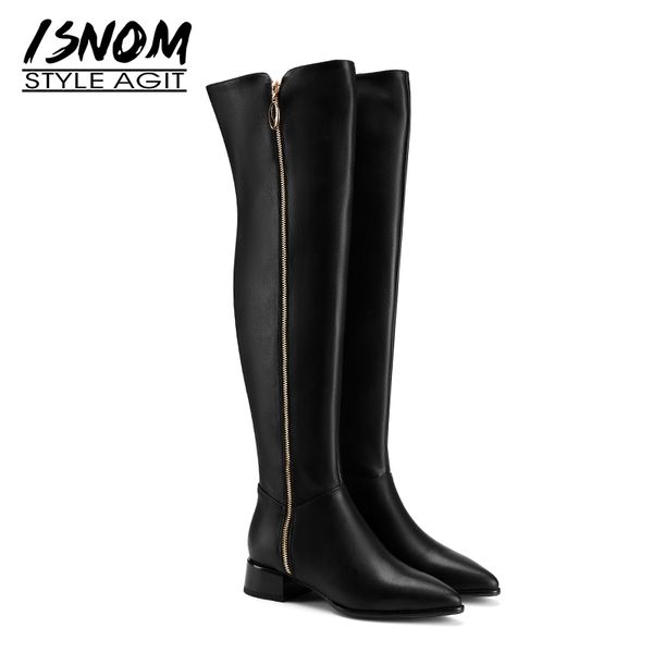 boots isnom cow leather women over the knee boot pointed toe thick heels shoes female motorcycle ladies winter big size 45, Black
boots isnom cow leather women over the knee boot pointed toe thick heels shoes female motorcycle ladies winter big size 45, Black