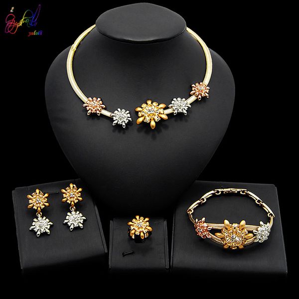 yulaili african costume jewelry sets tricolor wedding bridal accessories nigerian flower pattern necklace earrings bracelet ring, Black
yulaili african costume jewelry sets tricolor wedding bridal accessories nigerian flower pattern necklace earrings bracelet ring, Black