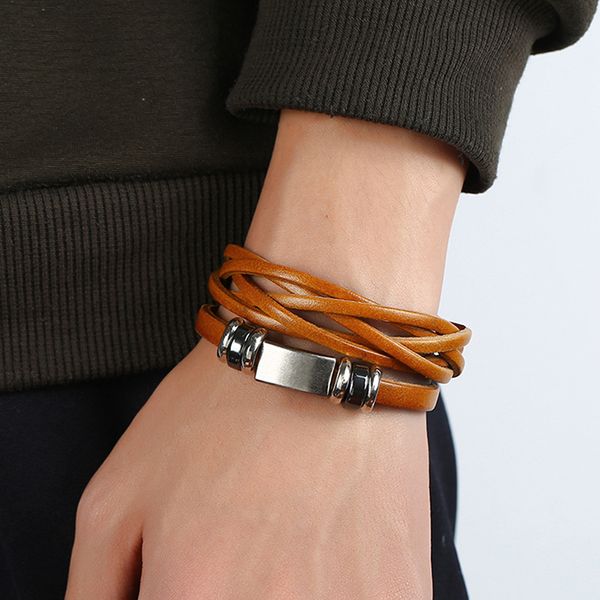 fehame bohemain multilayer rectangle charm geometric leather cross bracelet for men jewelry, Black
fehame bohemain multilayer rectangle charm geometric leather cross bracelet for men jewelry, Black