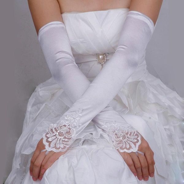 five fingers gloves 1 pair women bride long lace arm elbow fingerless black white, Blue;gray 
five fingers gloves 1 pair women bride long lace arm elbow fingerless black white, Blue;gray