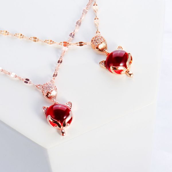 copper red crystal transit fox fashion versatile collarbone charming necklace, Silver
copper red crystal transit fox fashion versatile collarbone charming necklace, Silver