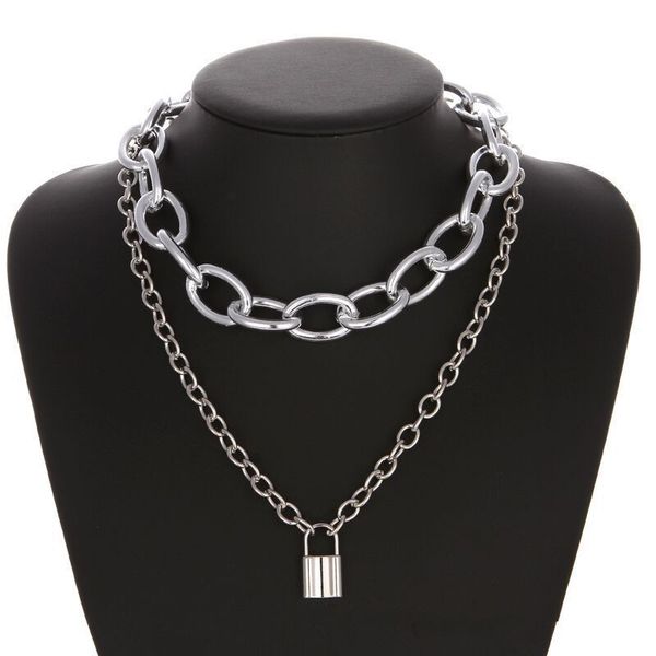 fashion double choker lock necklace layered chain on the neck with lock punk jewelry key padlock pendant necklace for women gift, Silver
fashion double choker lock necklace layered chain on the neck with lock punk jewelry key padlock pendant necklace for women gift, Silver