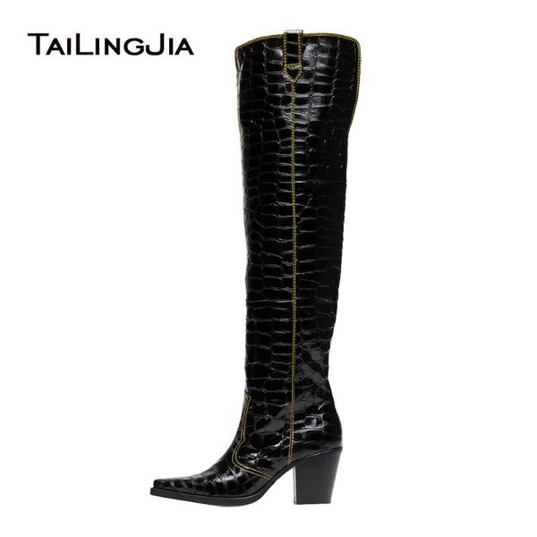 square toe texas over the knee boots black patent crocodile print cowboy thigh high boots with block heel mid heel winter shoes 
square toe texas over the knee boots black patent crocodile print cowboy thigh high boots with block heel mid heel winter shoes