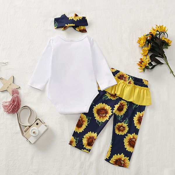 0-18m infant newborn baby girl flower clothing set cartoon long sleeve romper + sunflower ruffles pants+headband autumn, White
0-18m infant newborn baby girl flower clothing set cartoon long sleeve romper + sunflower ruffles pants+headband autumn, White