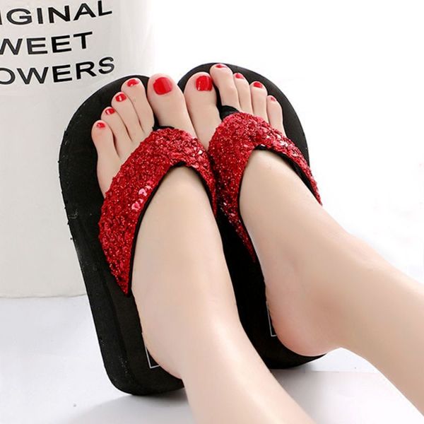 2020 summer new women's slippers beach outdoor sequins muffin thick bottom wedge flat bottom with a clip toe flip-flops slip, Black
2020 summer new women's slippers beach outdoor sequins muffin thick bottom wedge flat bottom with a clip toe flip-flops slip, Black