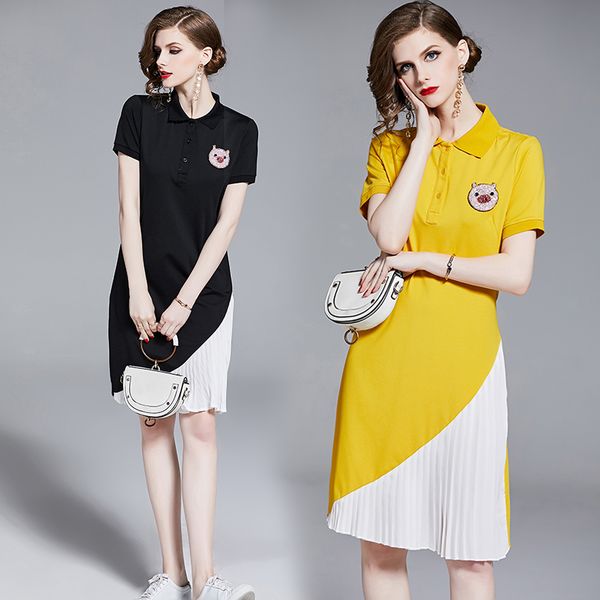 casual dresses shirt collar short sleeve women dress fashion black white patchwork cartoon pleated female party mid-length clothes, Black;gray
casual dresses shirt collar short sleeve women dress fashion black white patchwork cartoon pleated female party mid-length clothes, Black;gray