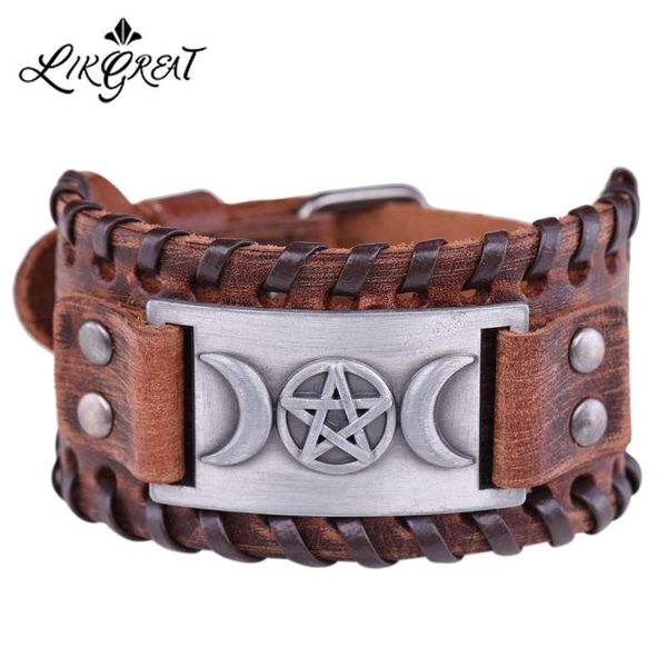 likgreat triple moon star symbol goddess pentagram charm bracelet talisman vintage wide leather bracelet for man and women, Red;blue
likgreat triple moon star symbol goddess pentagram charm bracelet talisman vintage wide leather bracelet for man and women, Red;blue