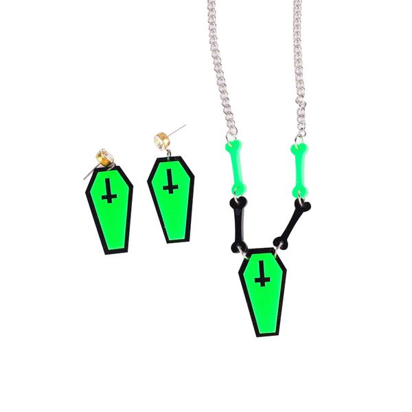 halloween necklace earrings jewelry set cartoon hyperbole fluorescent green necklace cross earrings for women girls, Silver
halloween necklace earrings jewelry set cartoon hyperbole fluorescent green necklace cross earrings for women girls, Silver