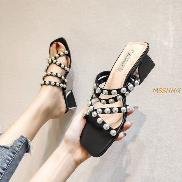 slippers 2021 summer women's slipers fashion square toe pearl ladies comfortable casual heel peep shoes, Black
slippers 2021 summer women's slipers fashion square toe pearl ladies comfortable casual heel peep shoes, Black