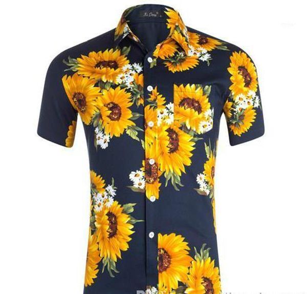 short sleeved teenagers tees turn-down collar casual summer mens clothing fashion designer sunflower printed mens shirts, White;black
short sleeved teenagers tees turn-down collar casual summer mens clothing fashion designer sunflower printed mens shirts, White;black