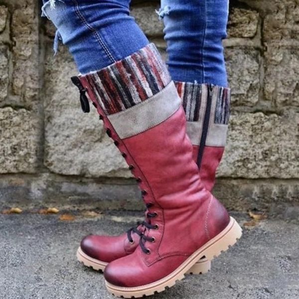lucyever pu leather knee high platform boots women patchwork knit low heel warm boots woman plus size lace up vintage shoes 2020, Black
lucyever pu leather knee high platform boots women patchwork knit low heel warm boots woman plus size lace up vintage shoes 2020, Black