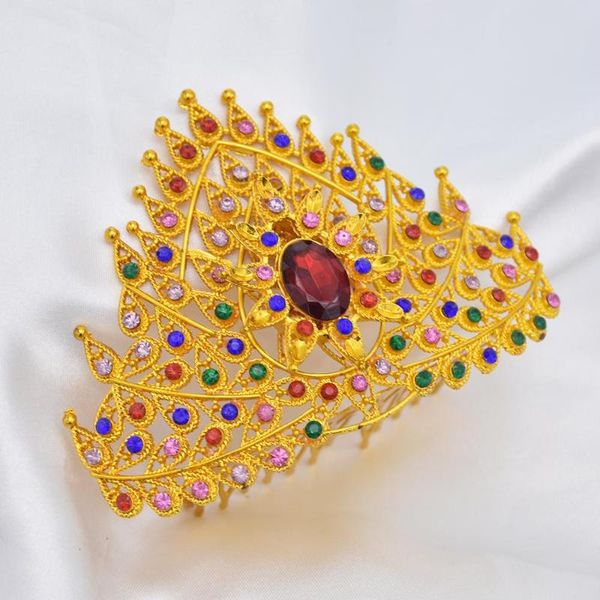 the new crown bridal headdress atmosphere golden crown dance performance hairpin temperament female stage with rhinestone gold, Golden;silver
the new crown bridal headdress atmosphere golden crown dance performance hairpin temperament female stage with rhinestone gold, Golden;silver