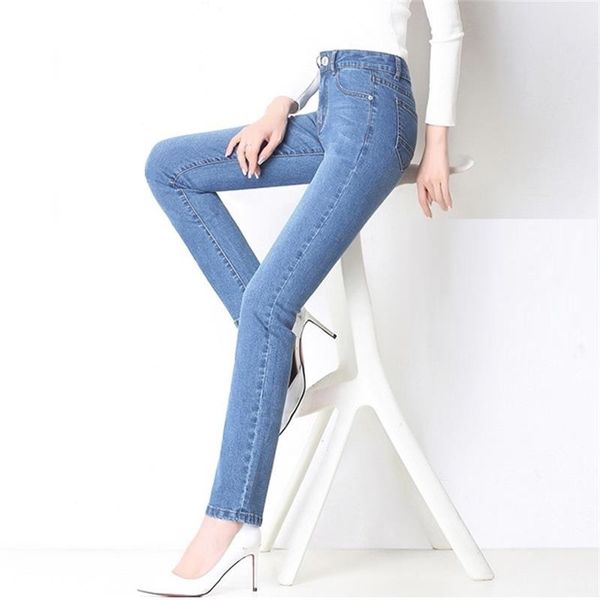 2020 women's autumn and winter straight jeans high waist high elastic slim pants, Blue
2020 women's autumn and winter straight jeans high waist high elastic slim pants, Blue