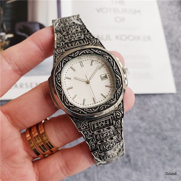06 mens watches fashion 42mm classic watch stainless steel carved quartz movement mens party wristwatch business watch gift clock, Slivery;brown
06 mens watches fashion 42mm classic watch stainless steel carved quartz movement mens party wristwatch business watch gift clock, Slivery;brown